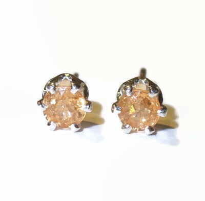 Mandarin Spessartite Garnet Gemstone Stud Earrings in Solid Sterling Silver - image1
